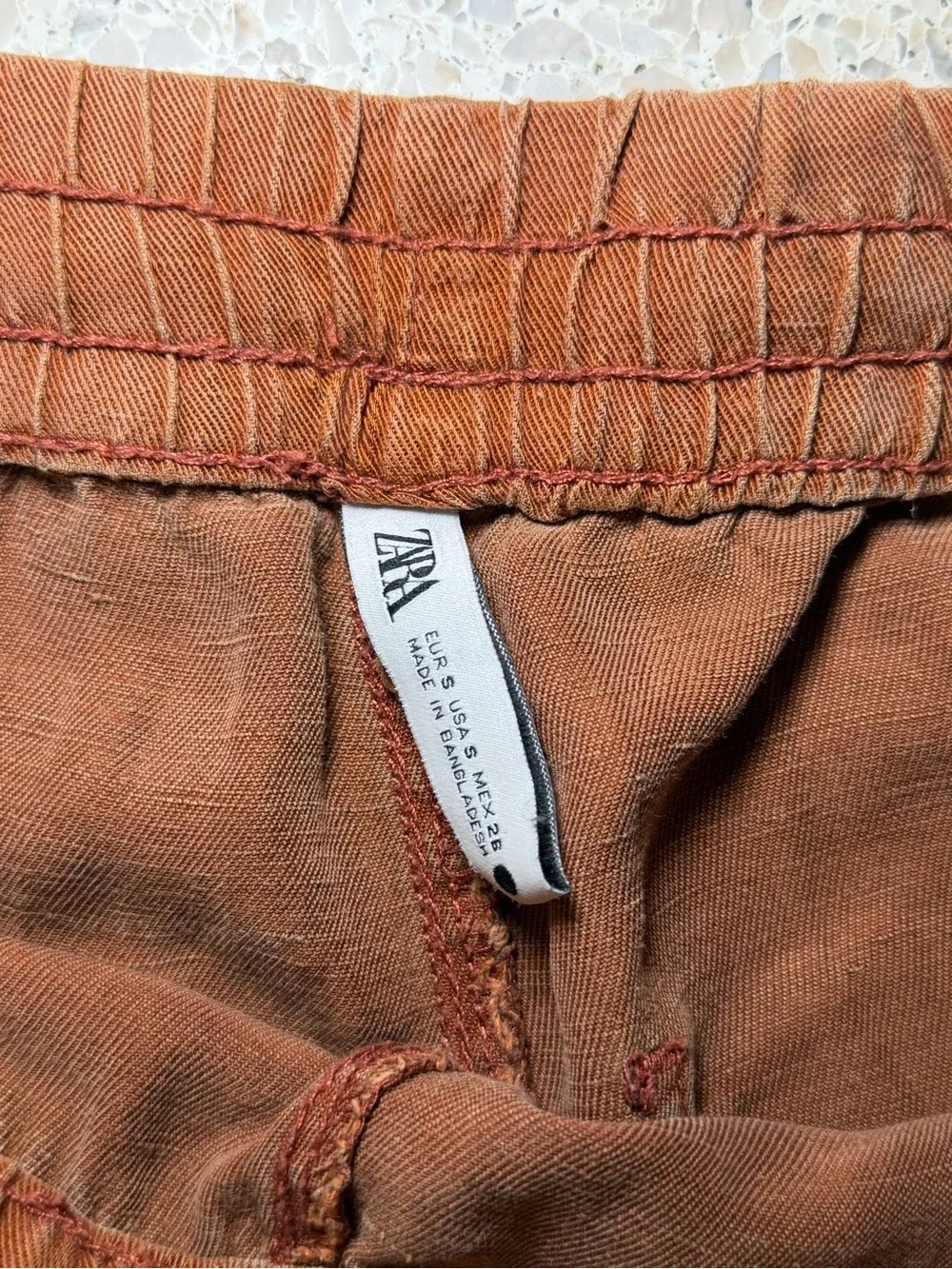 Women’s Relaxed Linen Drawstring Pants - Rust Brown